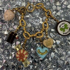 Juicy Couture charm bracelet with 6 charms rare Y2K 2000s Gold Charm Bracelet